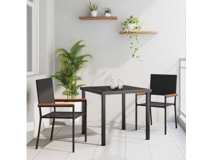 Zahradní jídelní souprava 3 pcs Černá Poly ratan 3379702