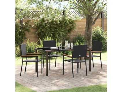 Zahradní jídelní souprava 5 pcs Černá Poly ratan 3379705