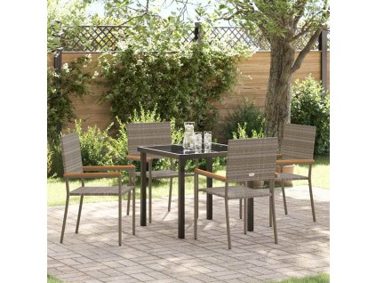 Zahradní jídelní souprava 5 pcs Šedá Poly ratan 3379710