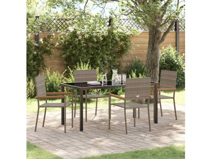 Zahradní jídelní souprava 5 pcs Šedá Poly ratan 3379712