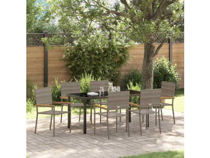 Zahradní jídelní souprava 7 pcs Šedá Poly ratan 3379713