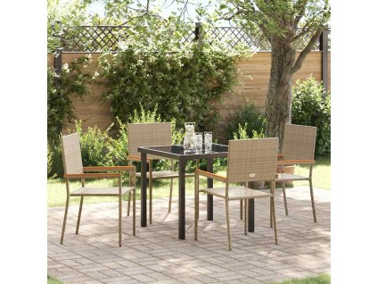 Zahradní jídelní souprava 5 pcs Béžová Poly ratan 3379717