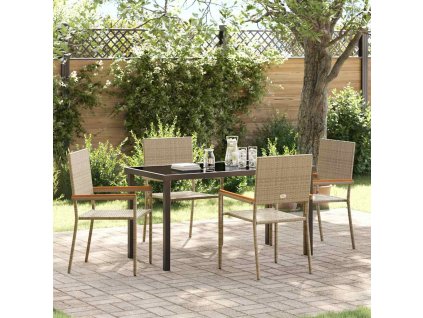 Zahradní jídelní souprava 5 pcs Béžová Poly ratan 3379718