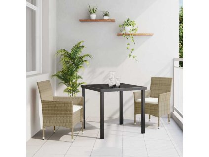 Zahradní jídelní souprava s polštářem 3 pcs Béžová Poly ratan 3379737