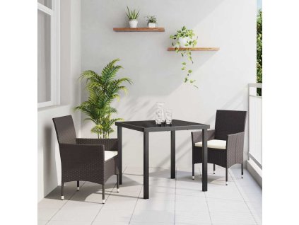 Zahradní jídelní souprava s polštářem 3 pcs Hnědá Poly ratan 3379744