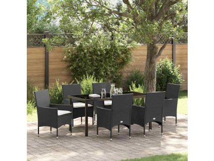 Zahradní jídelní souprava s polštářem 7 pcs Černá Poly ratan 3379769