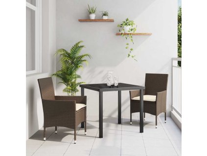 Zahradní jídelní souprava s polštářem 3 pcs Hnědá Poly ratan 3379779