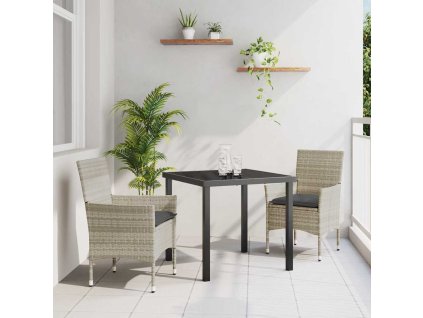 Zahradní jídelní souprava 3 pcs Světle šedá Poly ratan 3379807