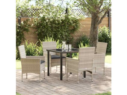 Zahradní jídelní souprava 5 pcs Světle šedá Poly ratan 3379808