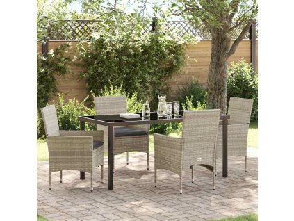 Zahradní jídelní souprava 5 pcs Světle šedá Poly ratan 3379810