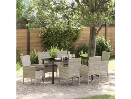 Zahradní jídelní souprava 7 pcs Světle šedá Poly ratan 3379811