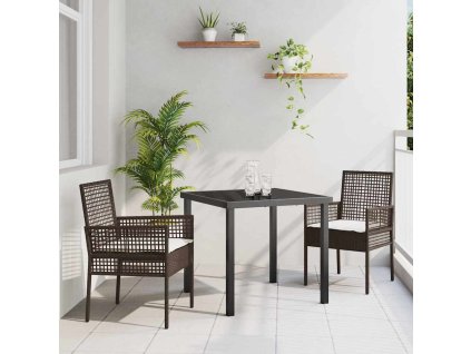 Zahradní jídelní souprava s polštářem 3 pcs Hnědá Poly ratan 3379870