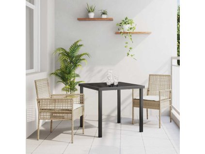 Zahradní jídelní souprava s polštářem 3 pcs Béžová Poly ratan 3379891
