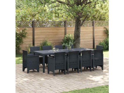 Zahradní jídelní souprava 11 pcs Antracit Ratan Polt 3378594