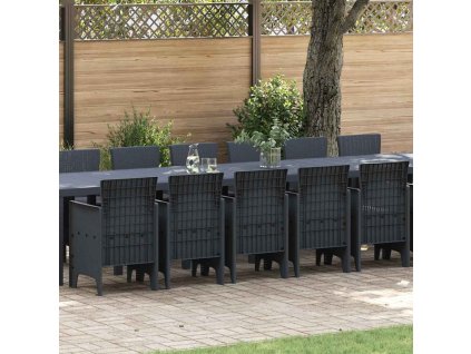 Zahradní jídelní souprava s polštáři 17 pcs Antracit PP 3378655