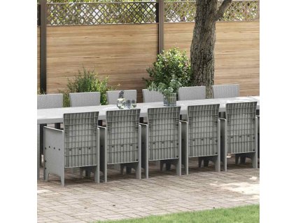 Zahradní jídelní souprava s polštáři 17 pcs Světle šedá PP 3378668