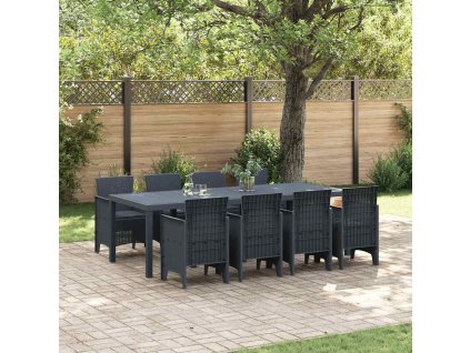 Zahradní jídelní souprava 9 pcs Antracit Ratan Polt 3378735