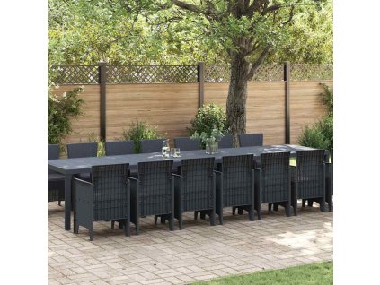 Zahradní jídelní souprava s polštáři 15 pcs Antracit PP 3378795