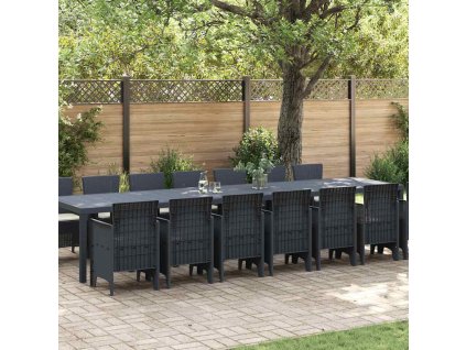 Zahradní jídelní souprava 15 pcs Antracit Ratan Polt 3378796