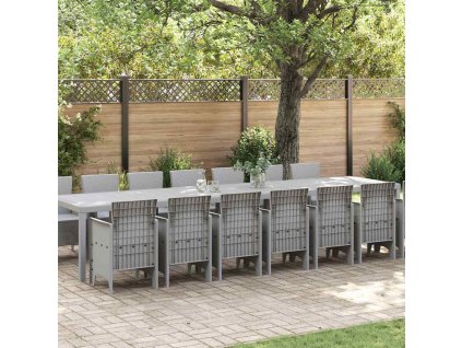 Zahradní jídelní souprava s polštáři 15 pcs Světle šedá PP 3378807