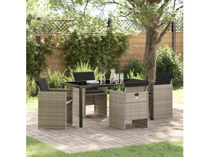 Zahradní jídelní souprava 5 pcs Světle šedá Poly ratan 3379961