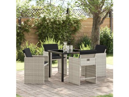 Zahradní jídelní souprava 5 pcs Světle šedá Poly ratan 3379992