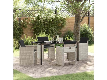 Zahradní jídelní souprava 5 pcs Světle šedá Poly ratan 3379994