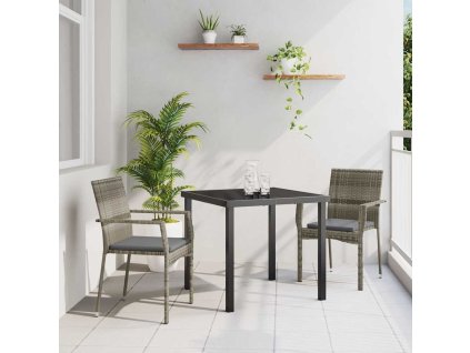 Zahradní jídelní souprava s polštářem 3 pcs Šedá Poly ratan 3380092