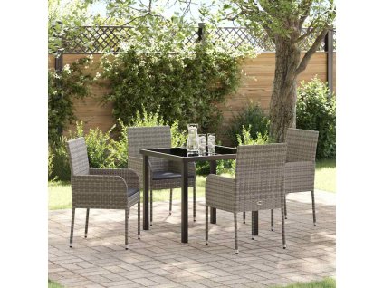 Zahradní jídelní souprava s polštářem 5 pcs Šedá Poly ratan 3380107