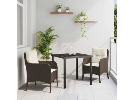 Zahradní jídelní souprava s polštářem 3 pcs Hnědá Poly ratan 3380155