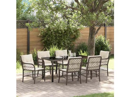 Zahradní jídelní souprava s polštářem 7 pcs Hnědá Poly ratan 3380215