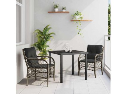 Zahradní jídelní souprava s polštářem 3 pcs Šedá Poly ratan 3380218