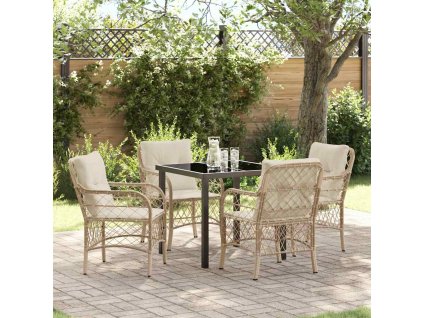 Zahradní jídelní souprava s polštářem 5 pcs Béžová Poly ratan 3380226