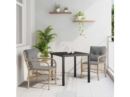 Zahradní jídelní souprava s polštářem 3 pcs Béžová Poly ratan 3380232