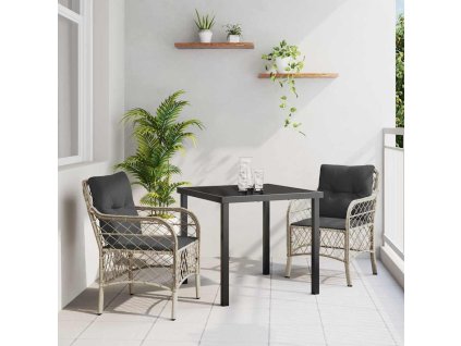Zahradní jídelní souprava 3 pcs Světle šedá Poly ratan 3380239