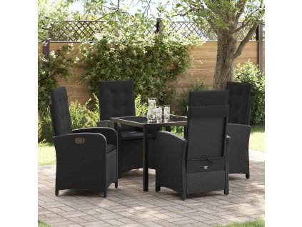 Zahradní jídelní souprava 5 pcs Černá polyratan 3380261