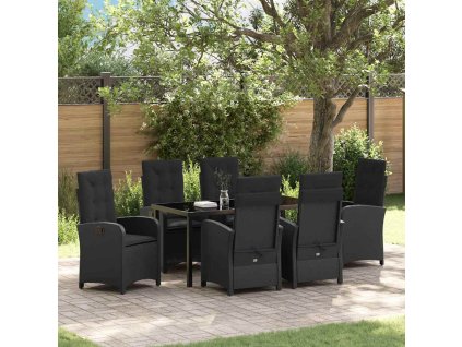 Zahradní jídelní souprava s polštářem 7 pcs Černá polyratan 3380264