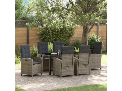 Zahradní jídelní souprava 7 pcs Šedá polyratan 3380278