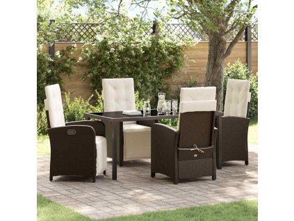 Zahradní jídelní souprava 5 pcs Hnědá polyratan 3380319
