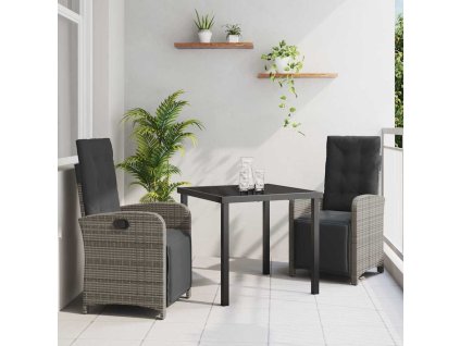 Zahradní jídelní souprava 3 pcs Šedá polyratan 3380323
