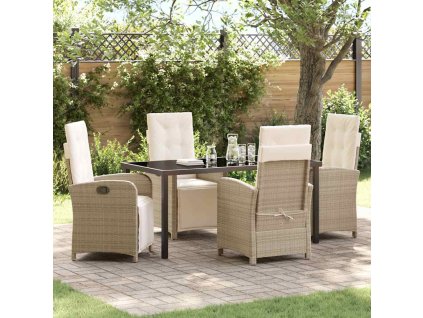 Zahradní jídelní souprava 5 pcs Béžová polyratan 3380333