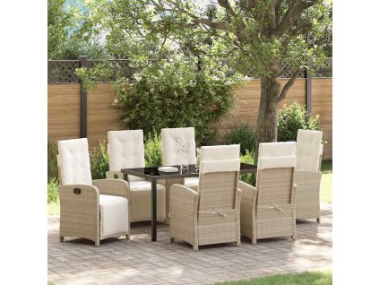 Zahradní jídelní souprava 7 pcs Béžová polyratan 3380334