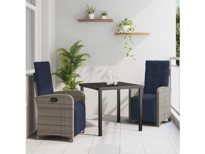 Zahradní jídelní souprava 3 pcs Šedá polyratan 3380358