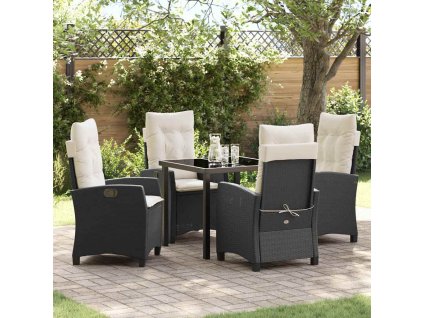 Zahradní jídelní souprava 5 pcs Černá polyratan 3380366
