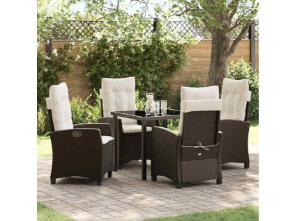 Zahradní jídelní souprava 5 pcs Hnědá polyratan 3380380