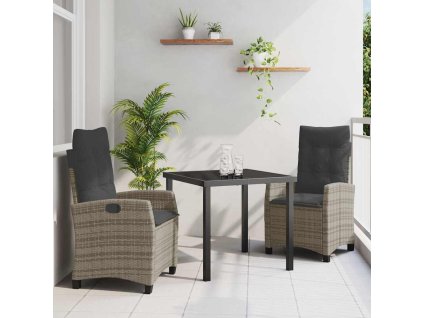Zahradní jídelní souprava 3 pcs Šedá polyratan 3380386