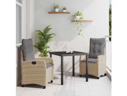 Zahradní jídelní souprava s polštářem 3 pcs Béžová polyratan 3380400