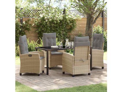 Zahradní jídelní souprava s polštářem 5 pcs Béžová polyratan 3380403