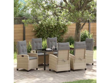 Zahradní jídelní souprava 7 pcs Béžová polyratan 3380404