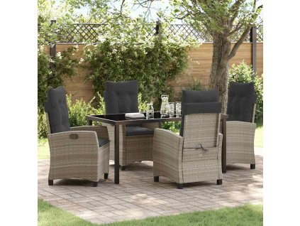 Zahradní jídelní souprava 5 pcs Světle šedá polyratan 3380410